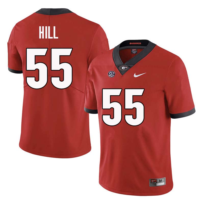 Men Georgia Bulldogs #55 Deontrey Hill College Football Jerseys Sale-Red - Click Image to Close
